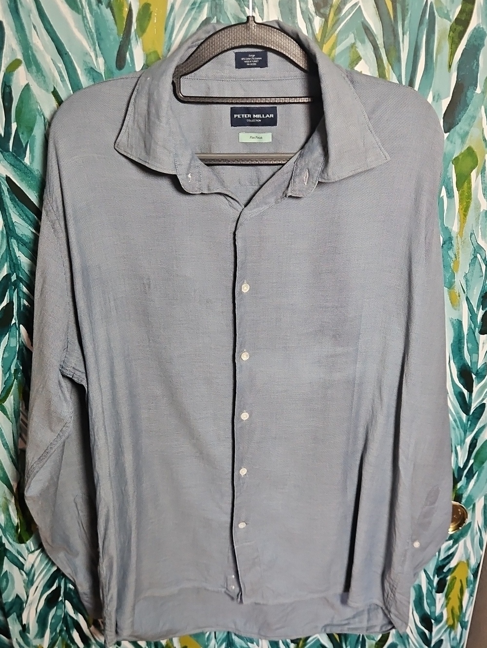 Peter Millar Men's Casual Button-Down Shirt in Slate Blue - Size L
